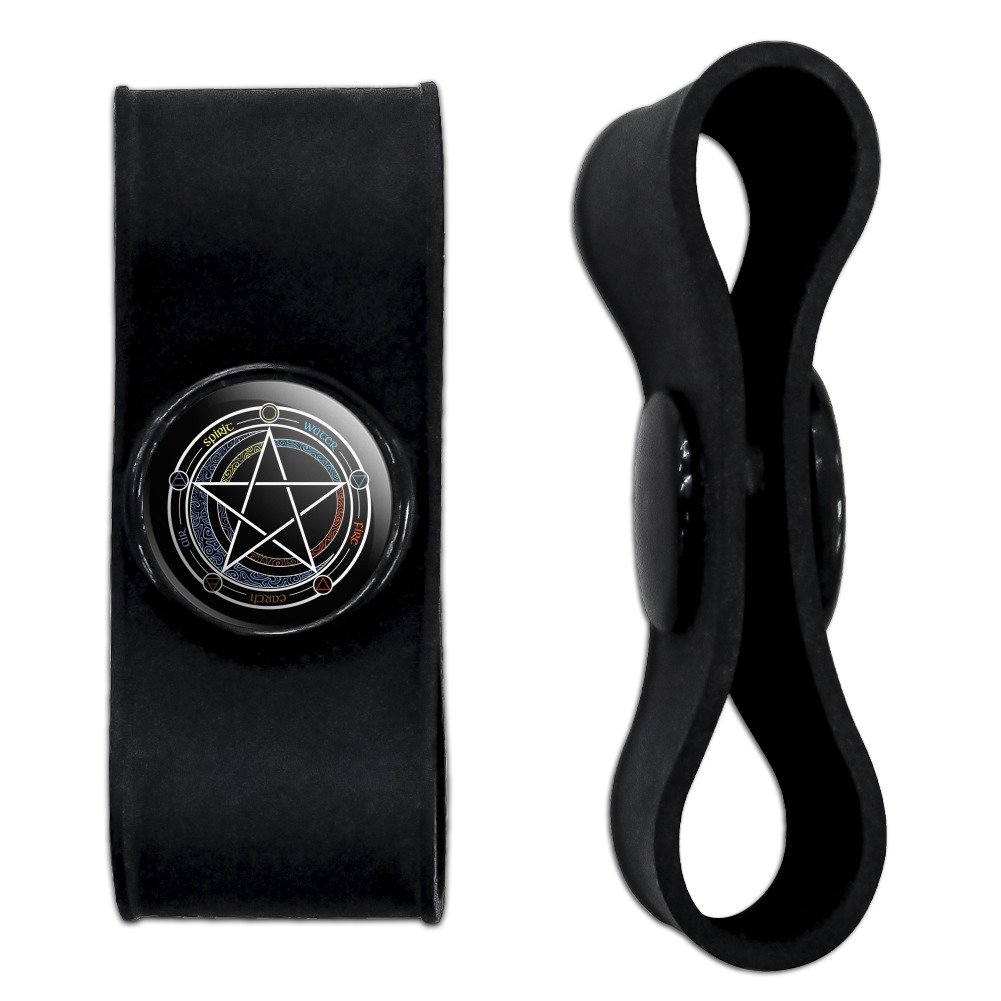 GRAPHICS & MORE Pentagram Pentacle Star Wiccan Witch Headphone Earbud Cord Wrap - Charging Cable Manager - Wire Organizer Set of 2 - Black