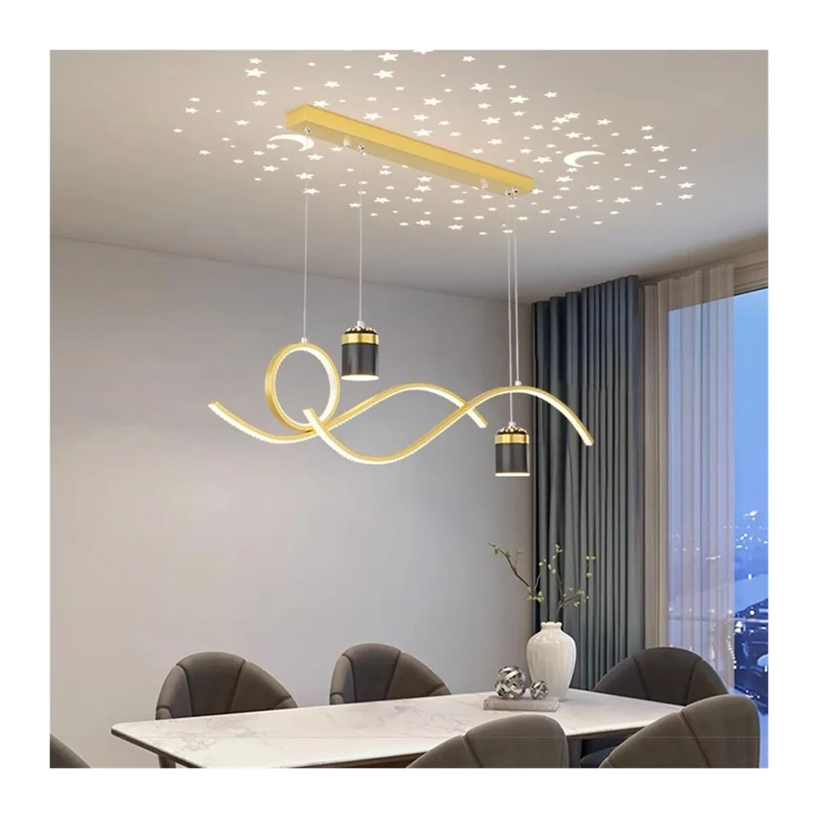 PendantLight décor moderne or avec éclairage intérieur blanc froid haut de gamme