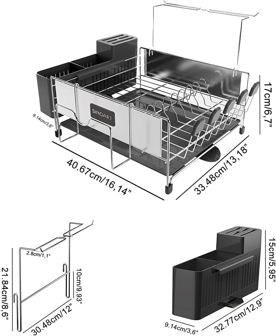 Flаѕh Dеаlѕ - 60% оƒƒ Large Dish Drying Rack Drainboard Set, SINOART 304 Stainless Steel Dish Racks with Drainage, Wine Glass Holder, Utensil Holder Extra Multi-Directional Drain, Dish Drainers for Kitchen Counter 🛒 Flаѕh Sаlе Large Dish Drying Rack Drainboard Set, SINOART 304 Stainless Steel Dish Racks with Drainage, Wine Glass Holder, Utensil Holder Extra Multi-Directional Drain, Dish Drainers for Kitchen Counter