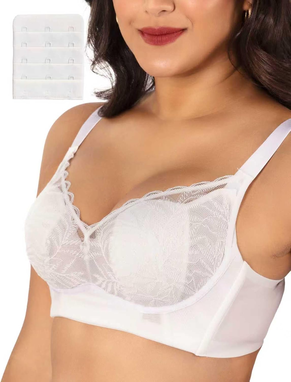 Wireless Minimizer Bras for Women No Underwire V Neck Sexy Lace Bralettes Plus Size Bras with Support and Lift