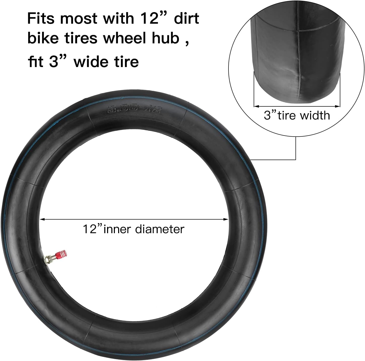 GREHUA 3.00-12 80/100-12 inch Rear Tire and Inner Tube for SSR 110cc 125cc 90cc TTR90 TTR110 PW80 XR50 XR70 CRF50 CRF70 CRF110 DRZ110 Coolster QG-214 Dirt Pit Bike Off Road Parts Motocross