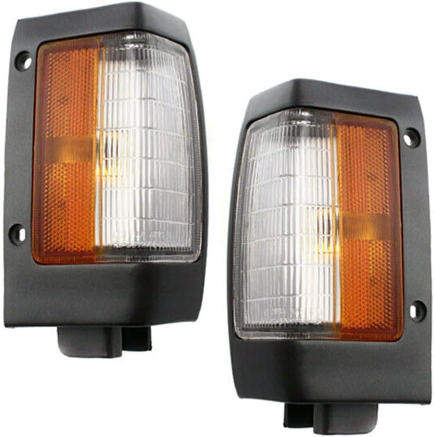 Corner Light Assembly Fits Hardbody Turn Signal Marker Lamp Set Pair Plastic Front Left Right Orange Clear-Lens Smooth