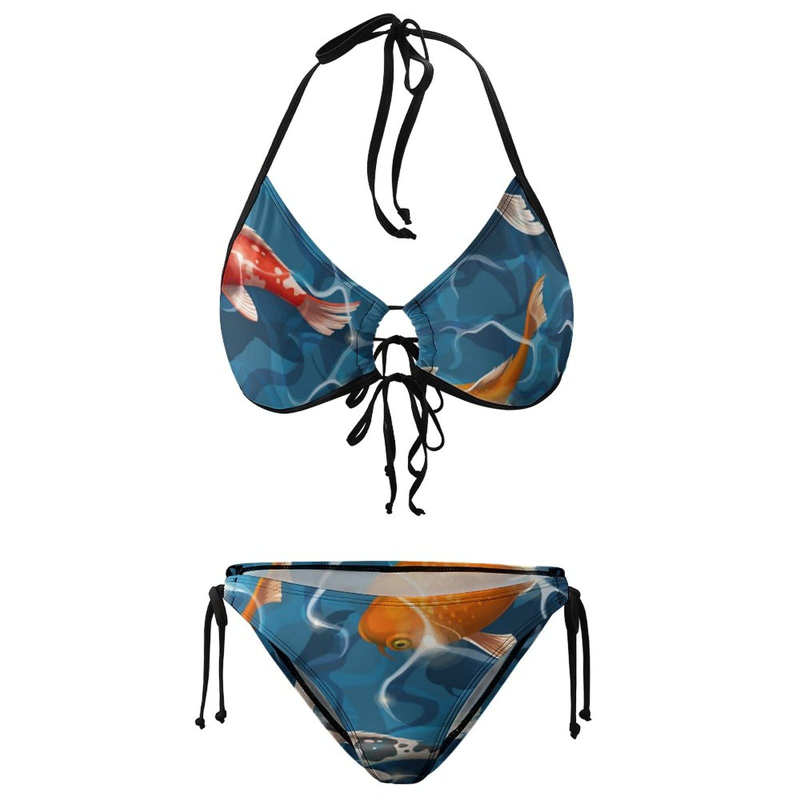 Amazon.co.jp: ビキニセット レディース 水着 2点セット 金魚 鯉 錦鯉