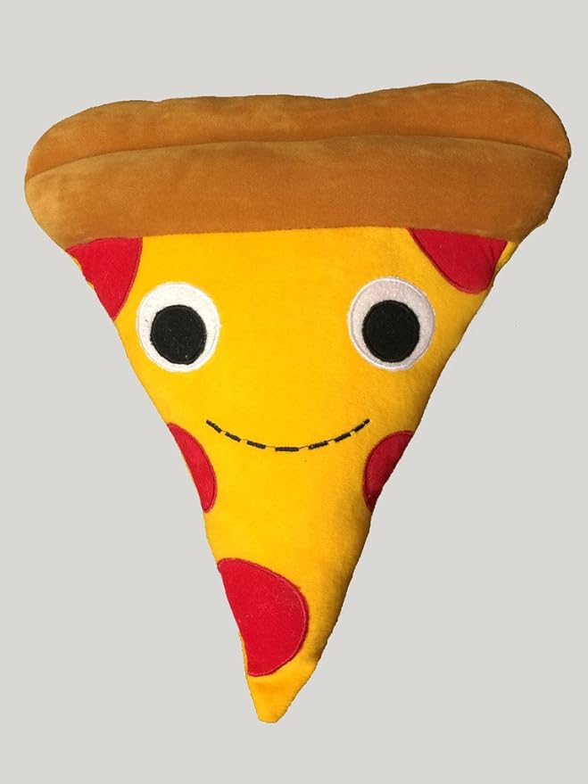 The Purple Tree Velvet Pizza Soft Plush cot Cushion Soft Toy, Pillow for Kids and Baby (14x14 inch) Nursery decor, Standard, Yellow.
