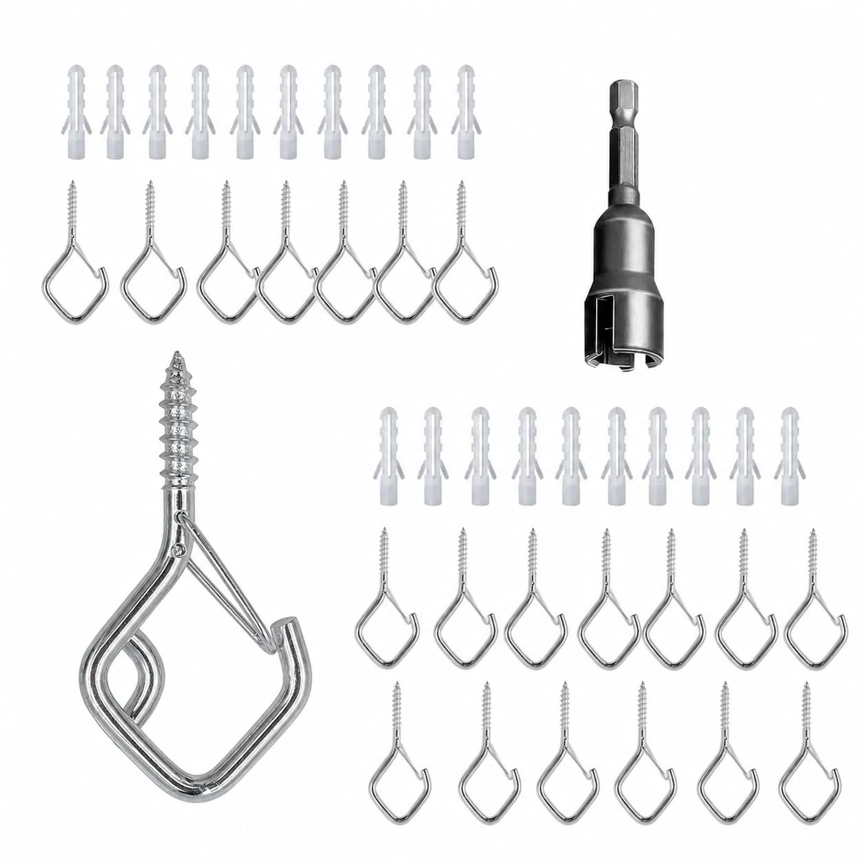 Anhoer Q Hanger Hooks with Safety Buckle Silver Outdoor Pack of 20 — image 1