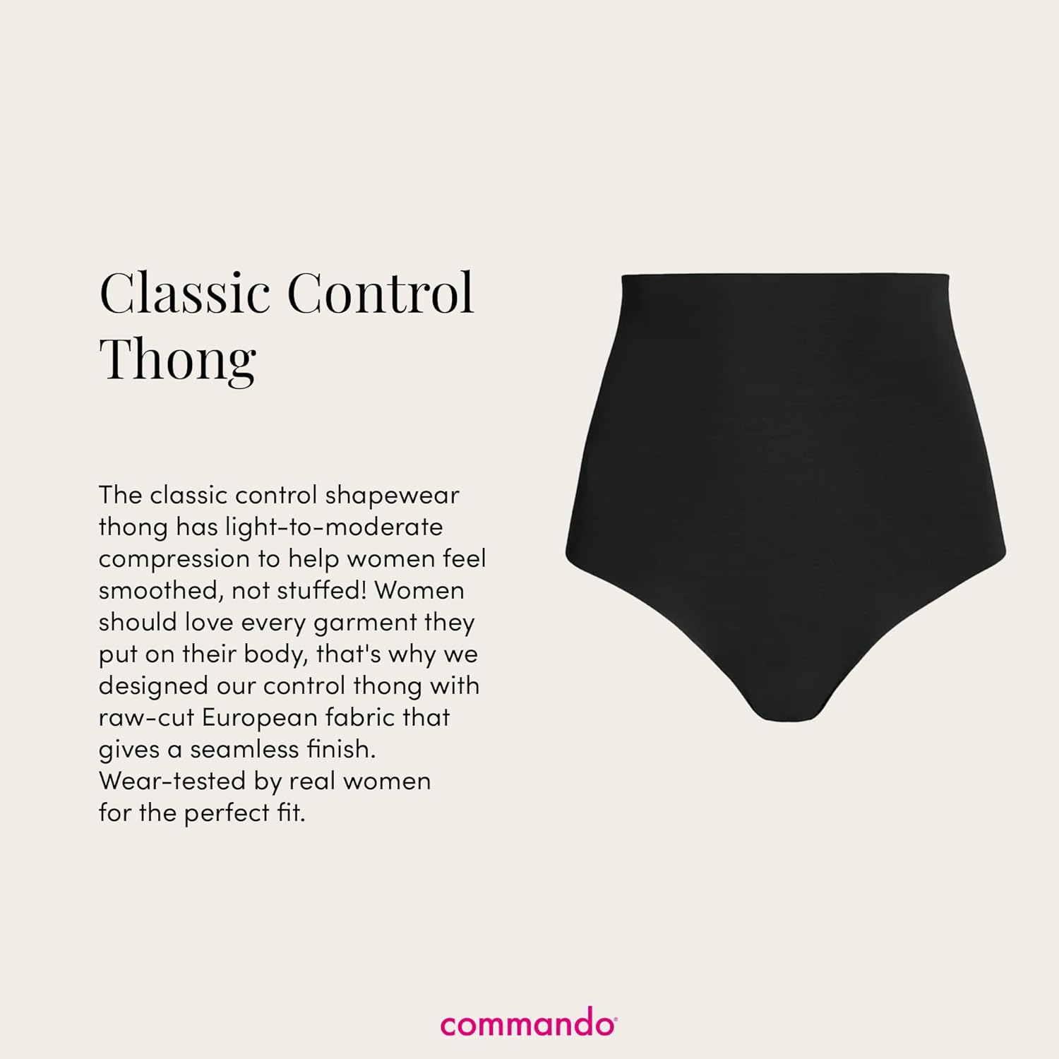 commando - Classic Control Thong | Silky Soft & Shaping No Show Thong | Comfortable Raw-Cut Edges | Machine Washable - Image 3
