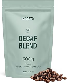Incapto Ganze Entkoffeinierte Kaffeebohnen | Ohne Chemikalien | Mischung aus 100% Arabica-Kaffee aus Brasilien | Ungemahlen Espresso Bohnen | Swiss Water Decaf Coffee, Packung 500g