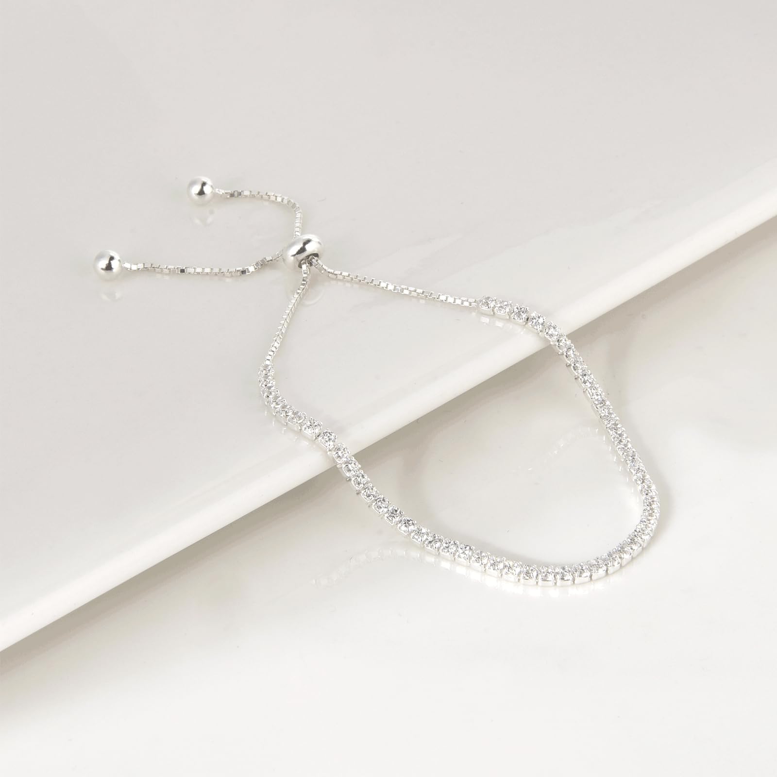 Sterling Silber 925 Tennis Armband mit Shining klein Zirkonia Kristall 14K vergoldetes Armkette 18+4cm