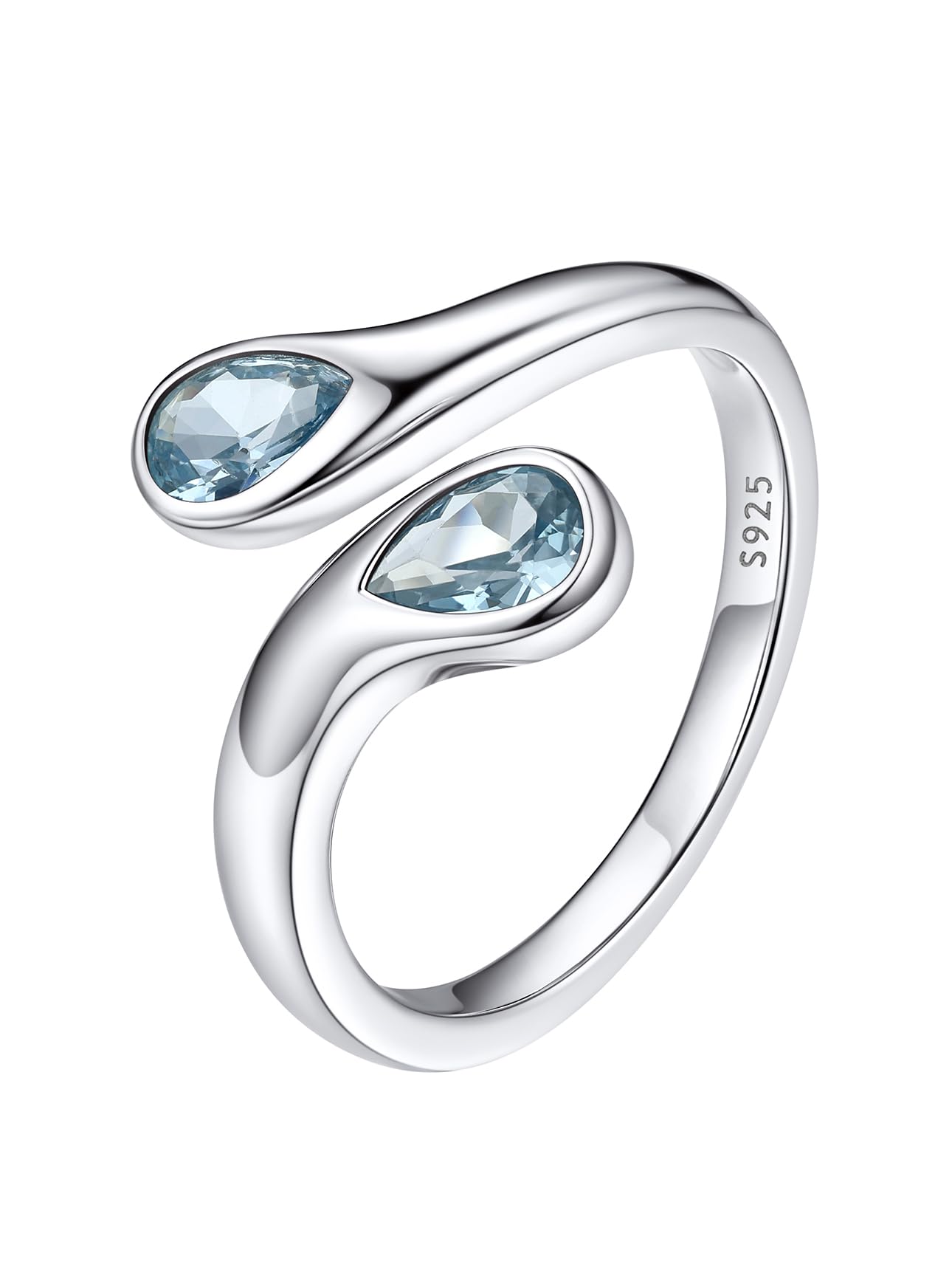 Bestyle Anello Donna Argento 925, Anelli Donna Regolabile con 12 Mesi Pietra di Nascita, Anello Argento/Oro Portafortuna a Goccia, Idee Regalo per Ragazza Fidanzata Anniversario Compleanno Natale.