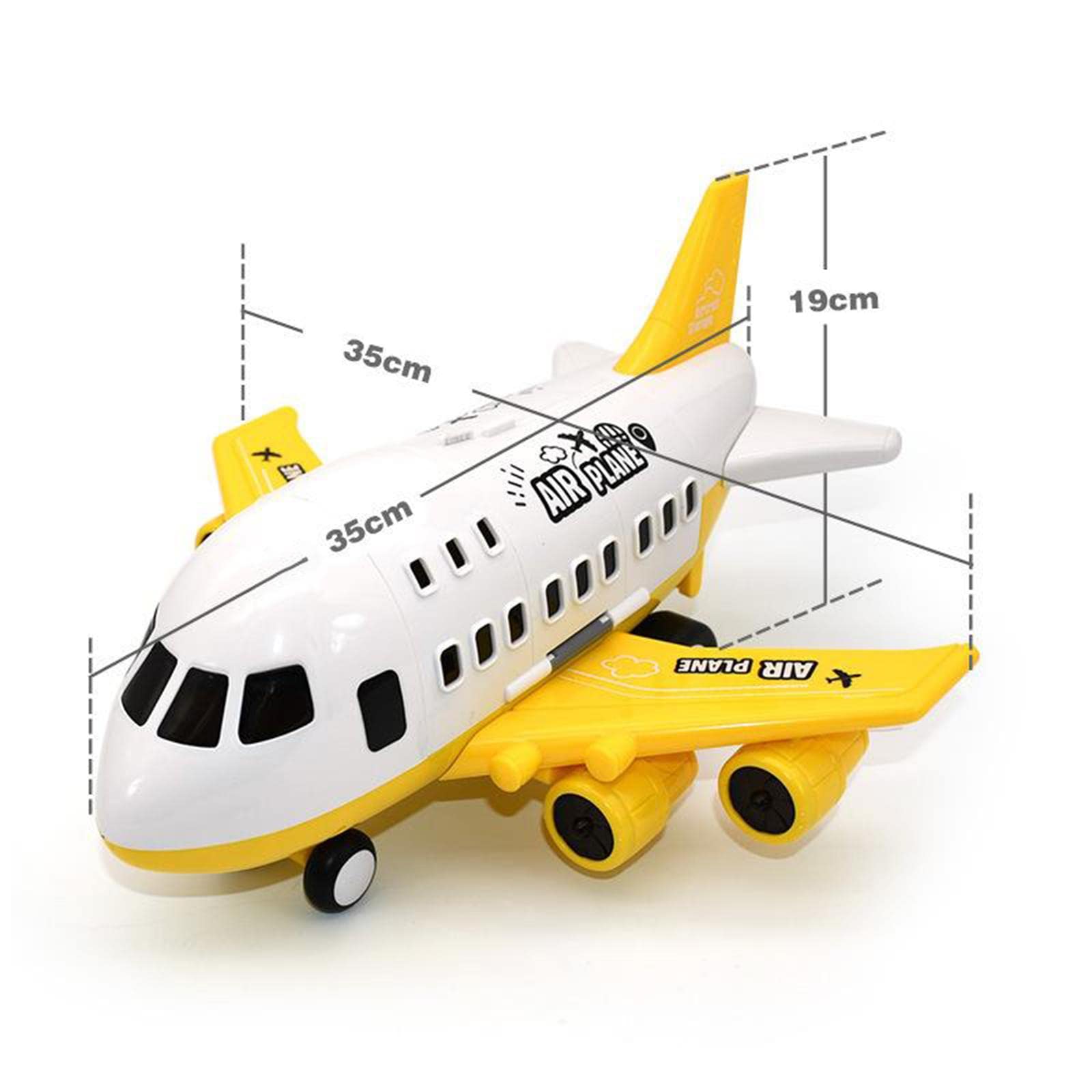 Juego de Avión de Juguete para Niños con Contenedor de Almacenamiento Y Pista de Inercia, Yellow_6 vehículos de construcción