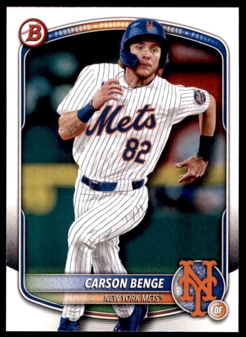 2025 Bowman Prospects #BP-108 Carson Benge New York Mets Official Baseball Card in Raw (NM or Better) Condition