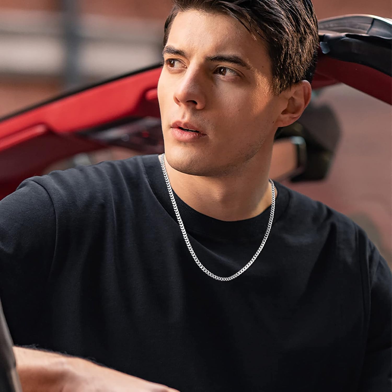 Fiusem 5mm Silver Tone /14k Gold Plated Cuban Link Chain for Men, Mens Chain Necklaces, Stainless Steel Chain Necklaces for Men Women, 3.5/4/5mm - Image 3