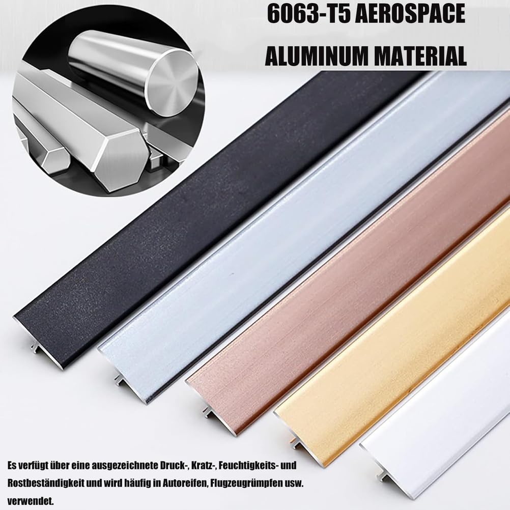 Aluminiowy profil przejściowy w kształcie litery T ochraniacz krawędzi do drewna na płytki, 3 sztuki 90 cm, czarna listwa przejściowa o szerokości 12 mm do podłóg laminowanych