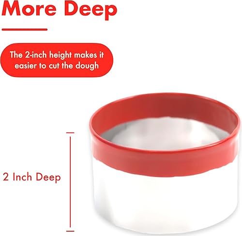 Miniatura 6 de 5 cortadores de galletas circulares redondos de 1.9 pulgadas, 2.3 pulgadas, 2.7 pulgadas, 3.5 pulgadas, 0.016in de grosor, acero inoxidable de grado