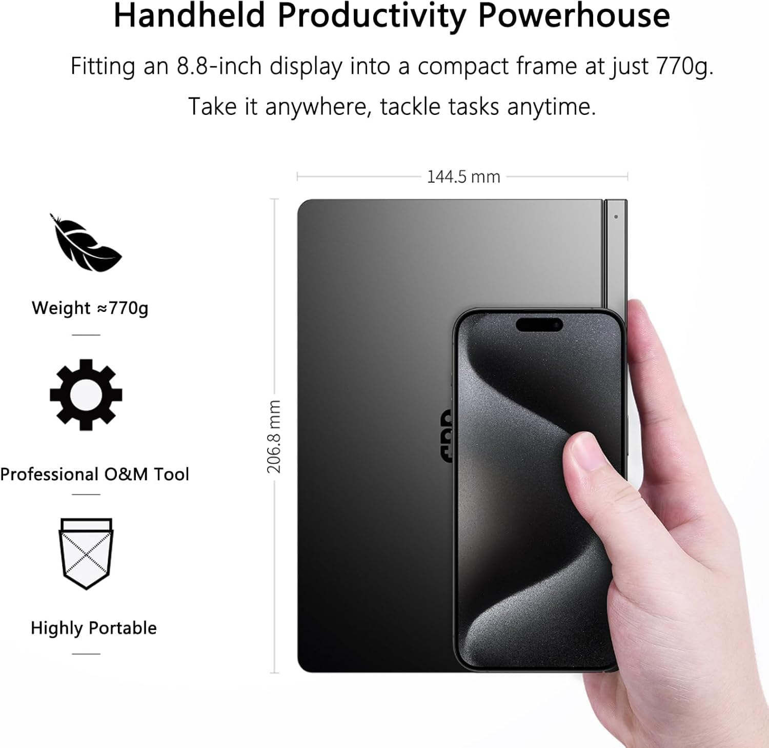Cutesliving GPD Pocket 4 Mini PC, AMD Ryzen 7 8840U, Radeon 780M, 16GB RAM 1TB SSD, 8.8" 144Hz Display, Modulare Handheld per Ingegneri e Gamer