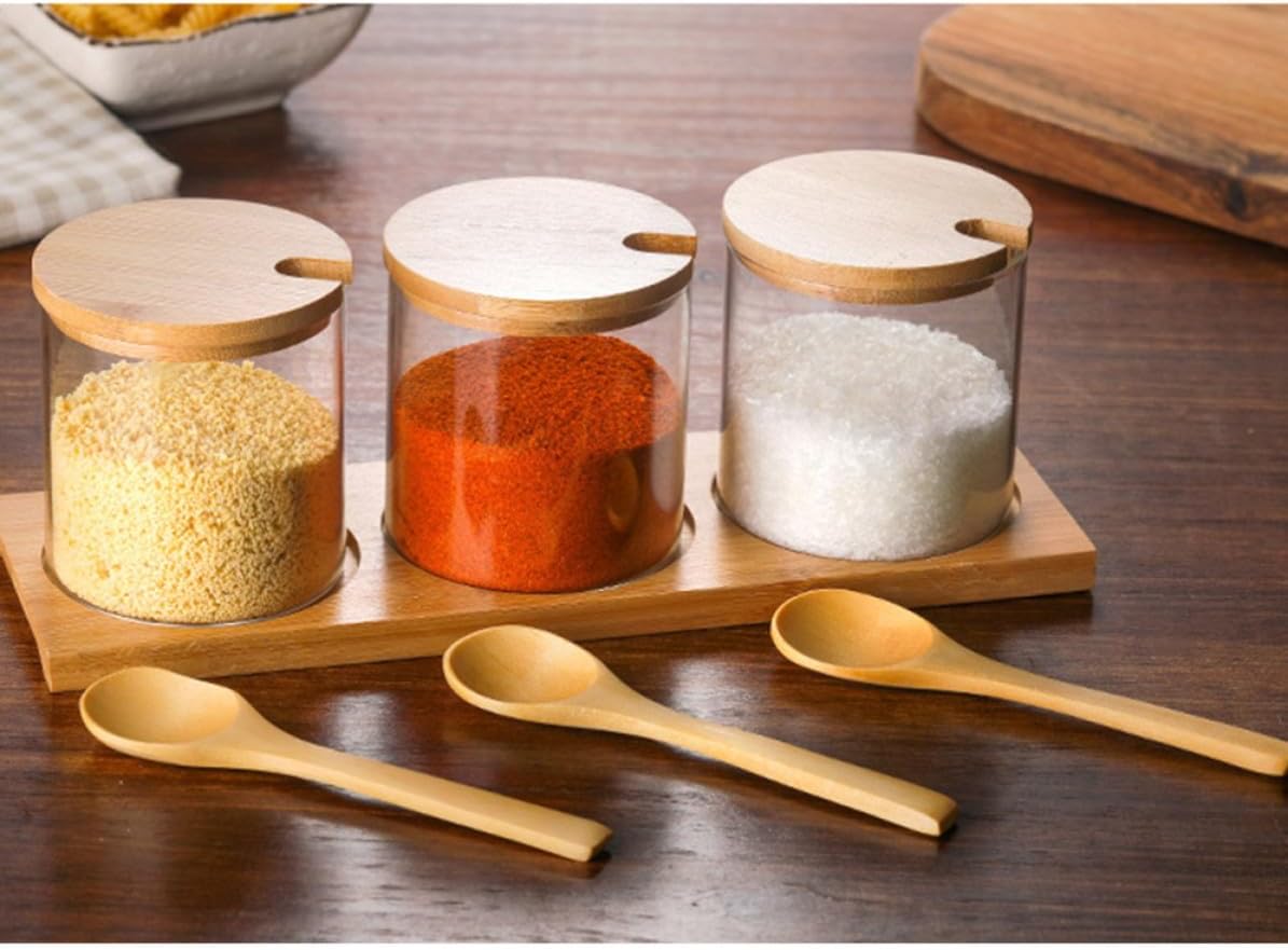 6pcs Kitchen Seasoning Wooden Scoop Spoons for Sugar Salt Coffee Use
