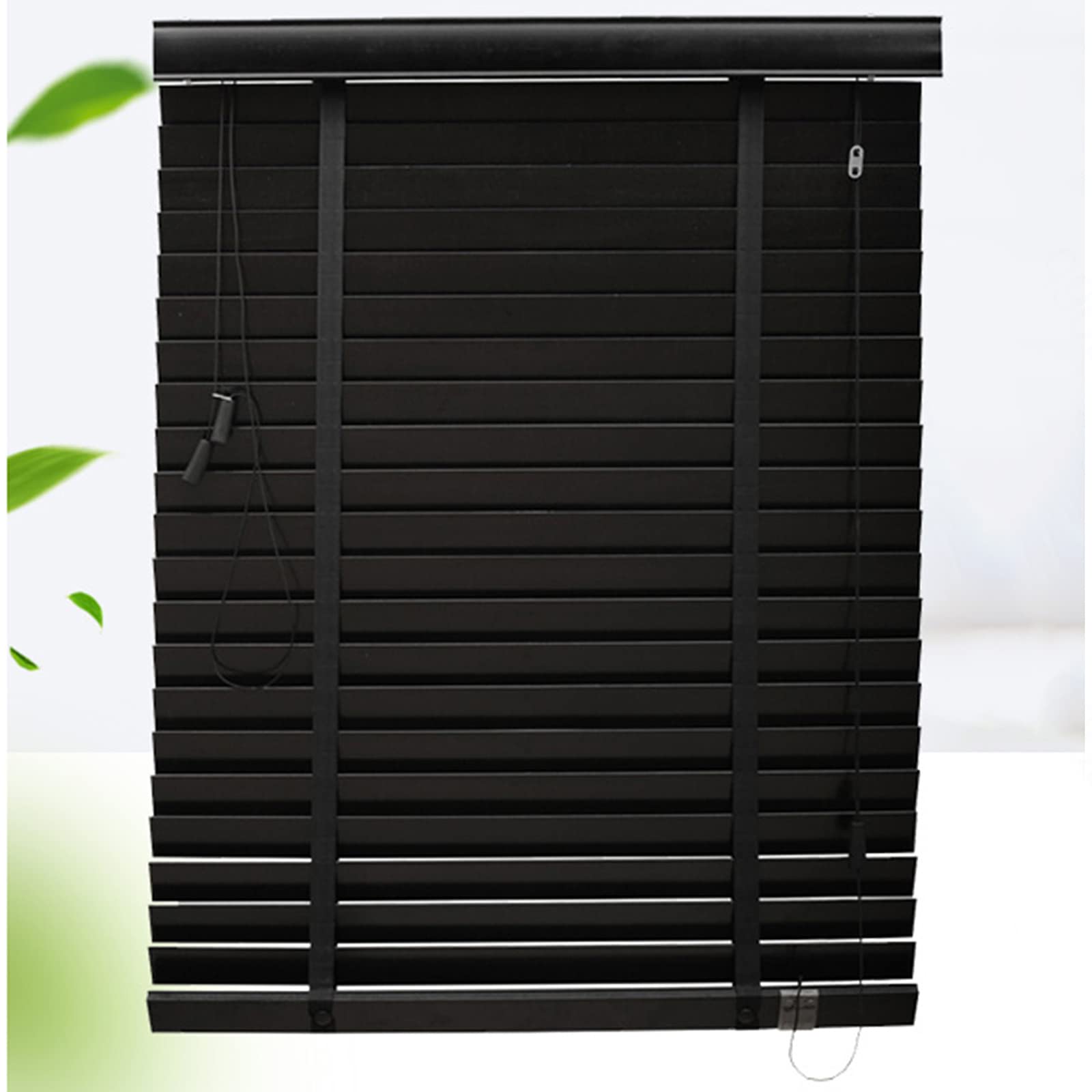 Wood Blinds for Windows, Natural Solid Wood Venetian Blinds, Black Window Shades, Outdoor Venetian Blinds, Waterproof/thermal,WxH-100x120cm/39.5 x 47in — image 1
