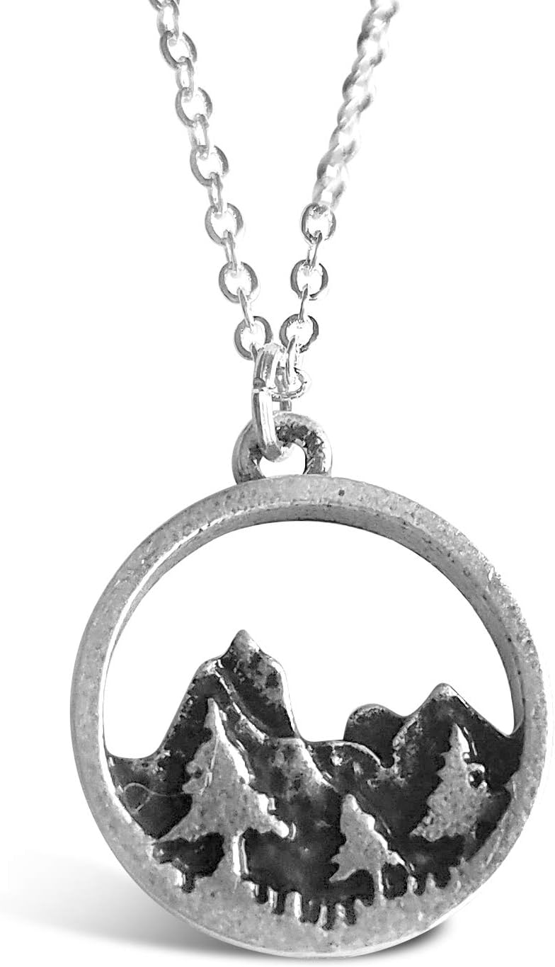 Forest Necklace, Pine Tree and Mountain Jewelry for Women, Outdoor Enthusiast Gifts, For Birthdays, Holidays, and More, Mountains Necklace for Women with 19” Chain