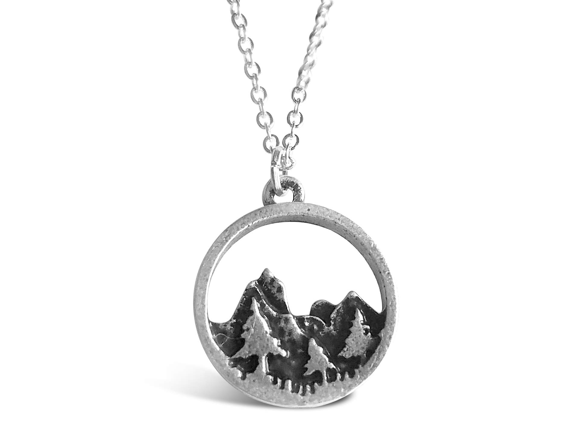 Forest Necklace, Pine Tree and Mountain Jewelry for Women, Outdoor Enthusiast Gifts, For Birthdays, Holidays, and More, Mountains Necklace for Women with 19” Chain