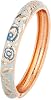 UJOY Women's Bangle Bracelet Golded Alloy Hinged Flower Enameled Cloisonne Jewelry with Gift Box 55B01