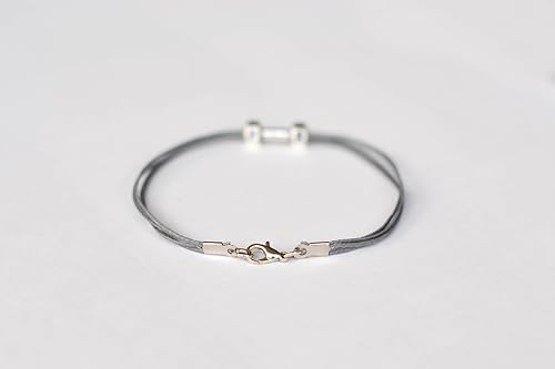 Miniatura 5 de Dumbbell anklet, Mens ankle bracelet, gray anklet for men silver barbell bodybuilding jewelry, gift for him, weight lifting crossfit fitness