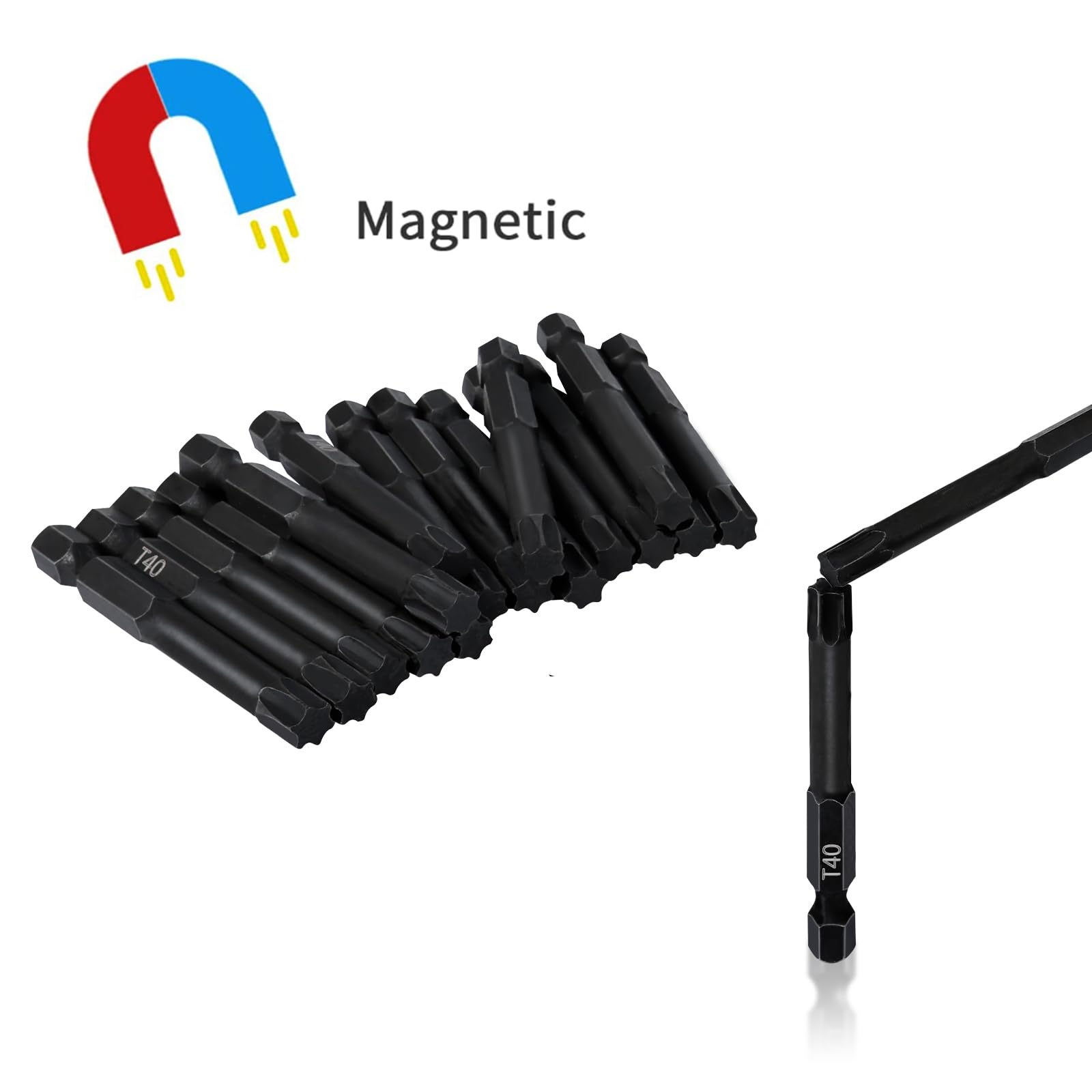 Snapklik.com : T40 Torx Bits (24 Pack - 2 Inch Impact Grade) 6 Point ...