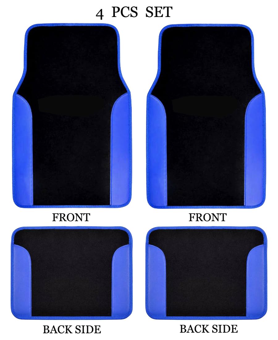 Car SUV Universal Fit 2 Tone Carpet Floor Mats Rubber Backing Front Rear All Weather Protection Pack of — view 2