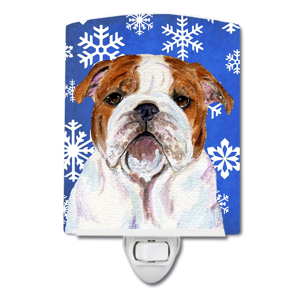 Carolines Treasures Ceramic Night Light Bulldog English Winter Snowflakes 6x4x3