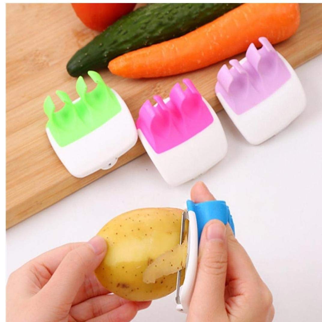 Tossper [Random] 1Pc Hand Vegetable Peeler, Finger Grips Fruit Peeler With Finger Ring For Potato Carrots Cucumbers (Random Color)