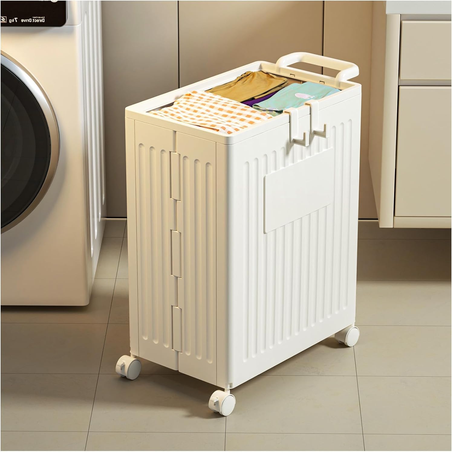 SHOPONIL 60L Laundry Basket for Clothes, Dirty Clothes Laundry Basket with Wheels, Yoga Mat Foldable Storage Box and Toy Storage Box Large Size, Workout Storage, Laundry Storage, Used Clothes Basket-image-17