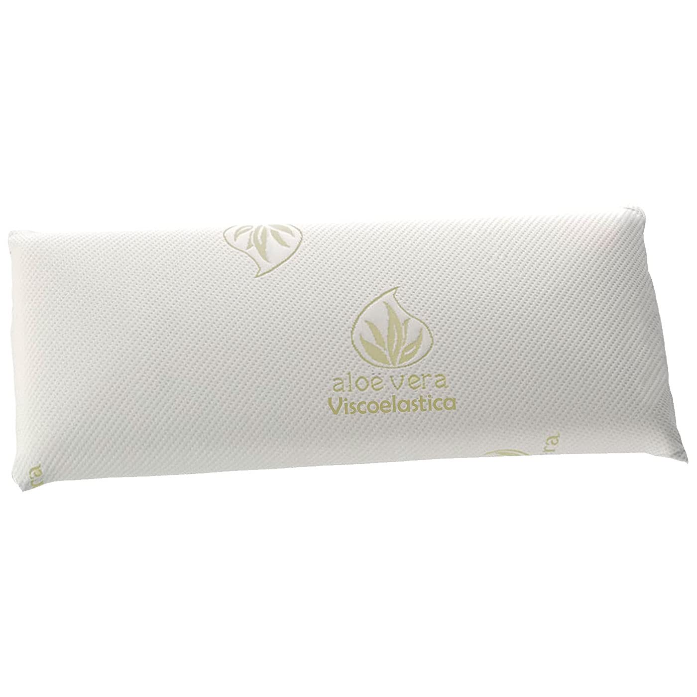 Tradineur - Almohada viscoelástica de Aloe Vera Antiácaros - Fabricada en Fibra Hueca Poliéster - Forma Rectangular - 105 cm