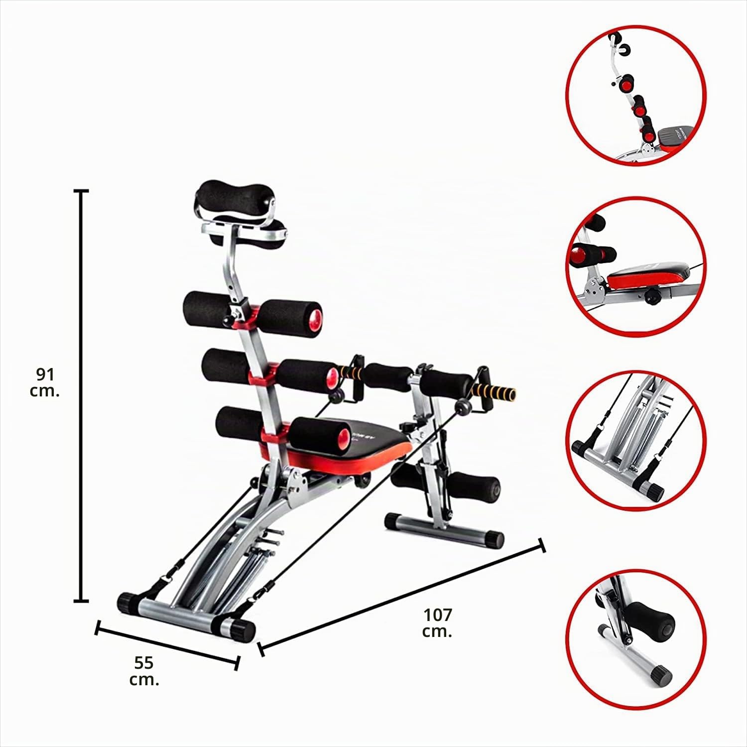 TechFit Multifunktionsbank bauchtrainer für zuhause - Revolutionäre 6-in-1 Sport geräte, ideal zum Straffen und Trainieren der Bauchmuskeln, der Taille, des Rückens, der Schultern und der Beine