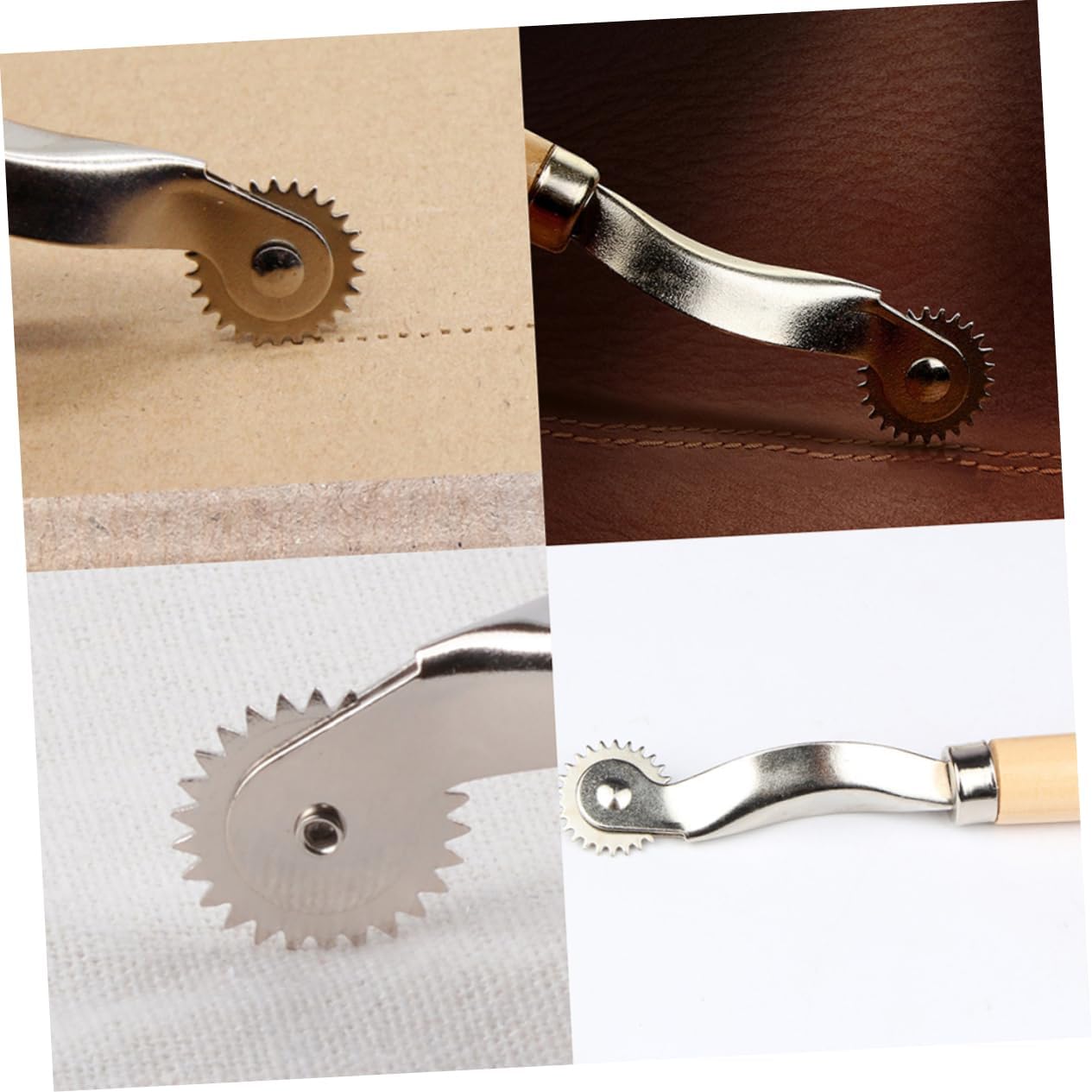 SEWACC Wooden Handle Steel Toothed Seam Roller for Sewing Pattern Tracing Wheel Cross-Stitch Tool Scanning Line Wheel