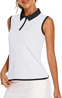 COOrun Golf Polo Shirts for Women Sleeveless Sports Shirts Zipper Up Athletic Tank Tops