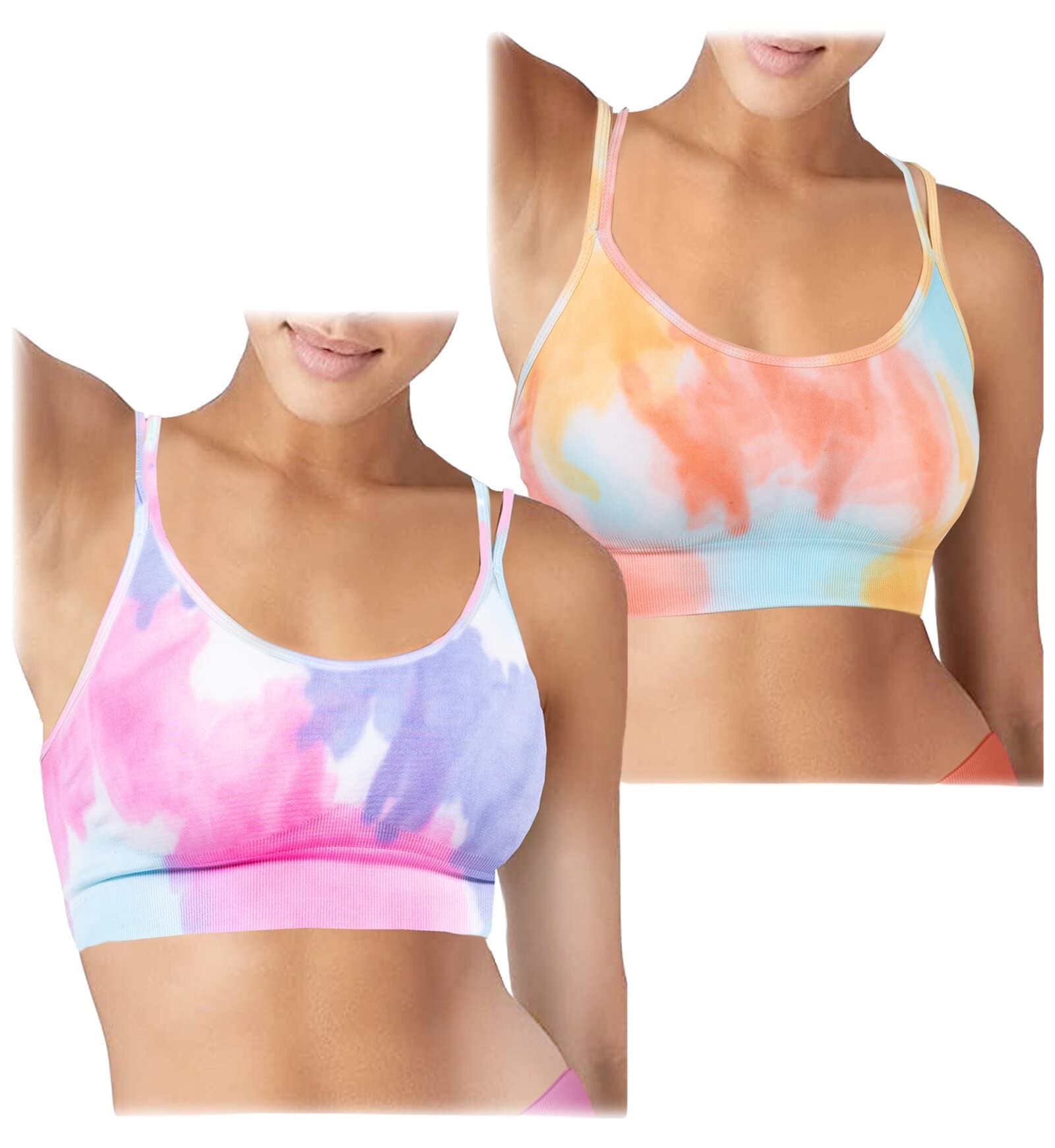 MAXXIM2 Pack Workout Sports Bras Women Removable Padded Strappy Criss Cross Gym Yoga Bra