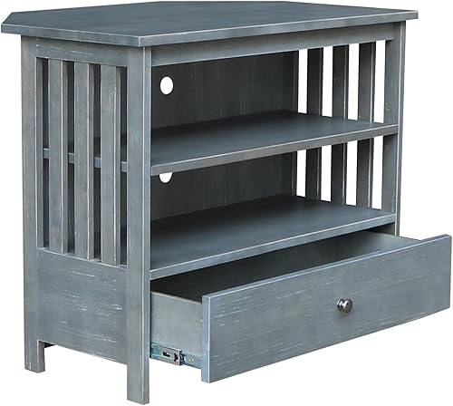 Miniatura 24 de IC International Concepts, Mission Corner Enteinment / Soporte de TV, madera auténtica maciza, madera de parawood resistente, 35 x 24 x 29, montaje