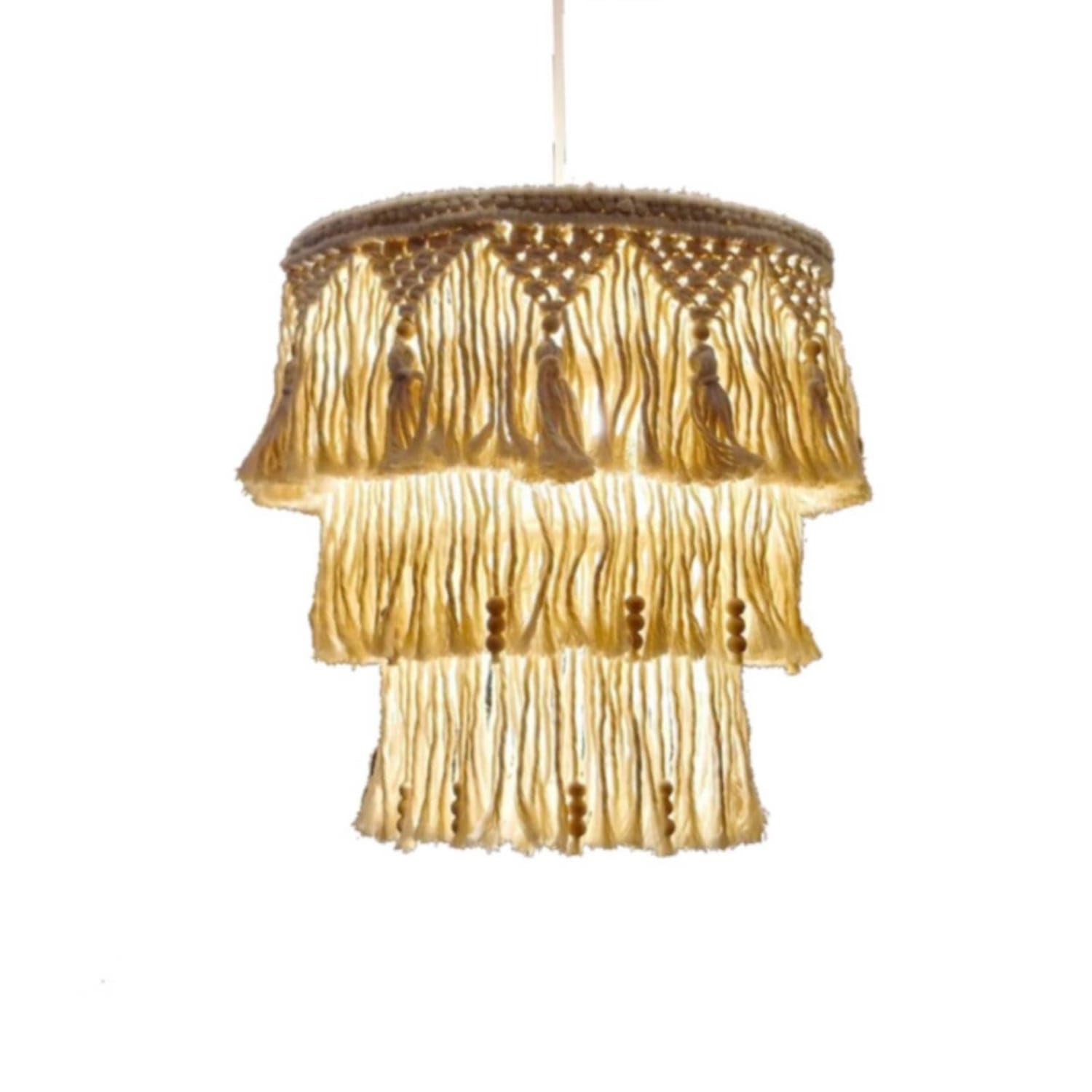Boho Tassel Lampshade Bohemian Design Boho Tassel Lamp Shade Handwoven Macrame Lamp Shade, 30-40cm, Z286e-image-24