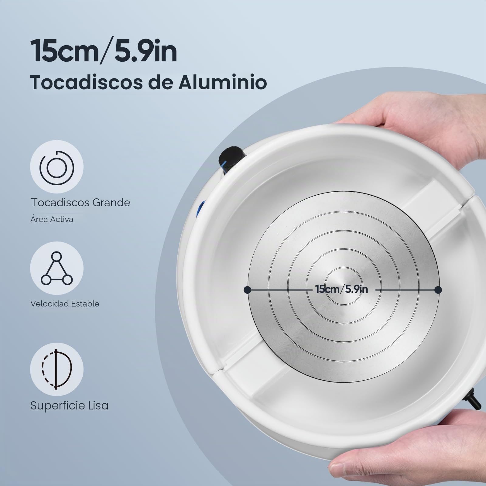 Torno Alfarero,15CM Velocidad Ajustable de 0 a 200 r/min Rueda de Cerámica, Torno Alfarero de Velocidad Ajustable con 11 Herramientas de Modelado para Cerámica de Bricolaje