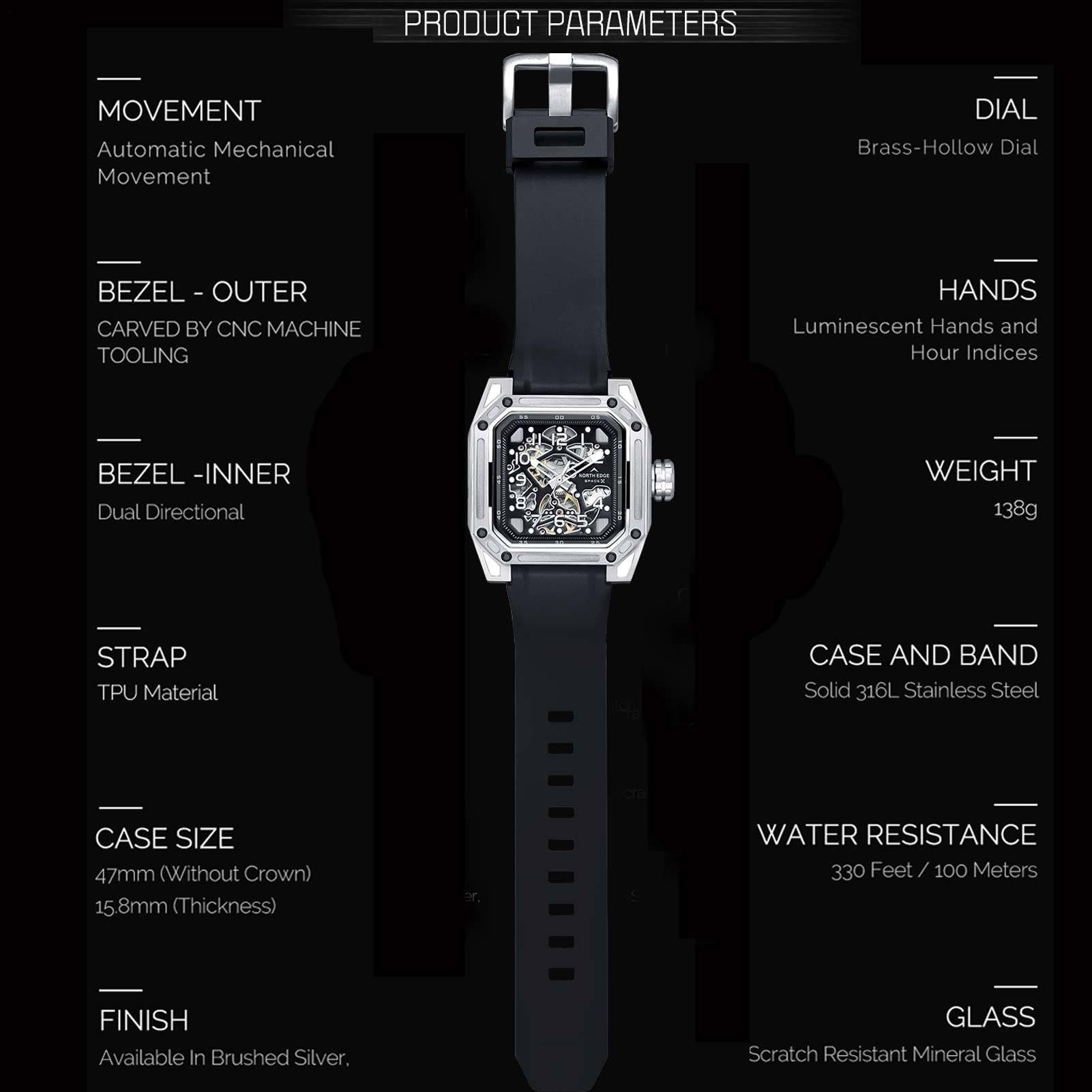 Generisch Reloj Esqueleto de Lujo para Hombre – Reloj mecánico automático