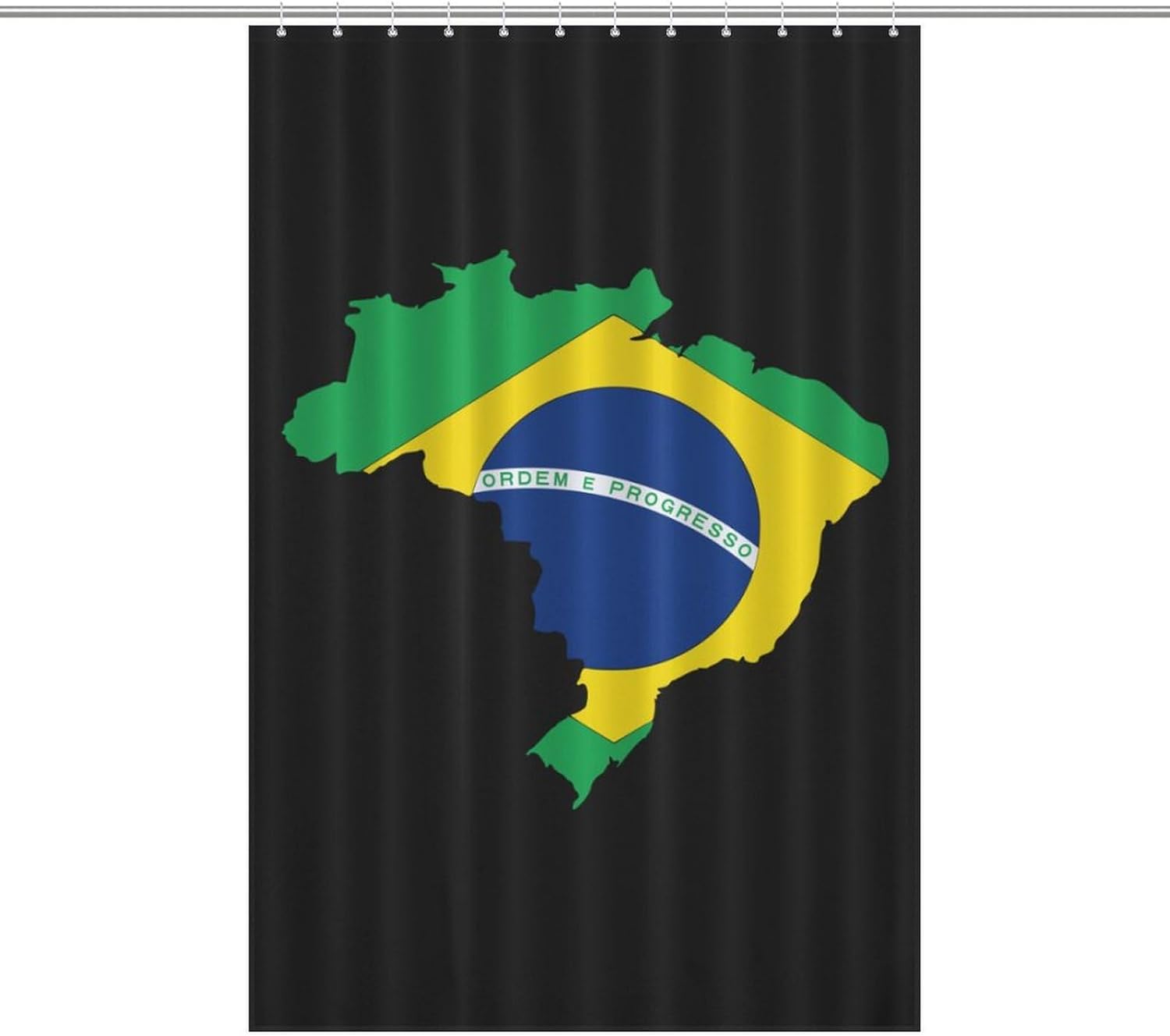 Flag of Brazil Map Funny Shower Curtains Washable Bath Curtain Liner with Hooks for Bathroom Bath Tubs
