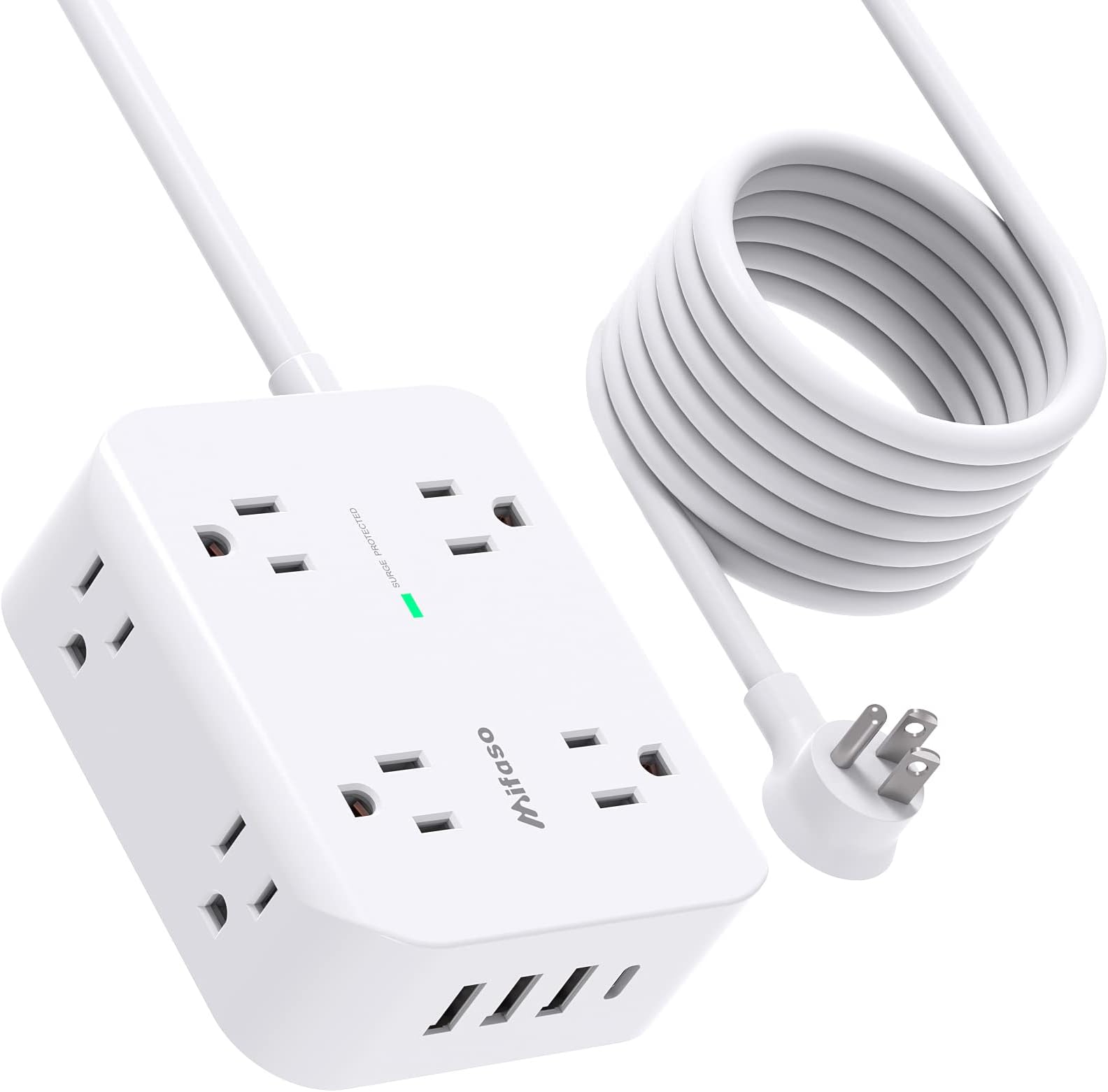 8 Outlet + 2 USB Surge Protector Power Strip - 6ft Cord, 2800J, ETL Certified, Yellow