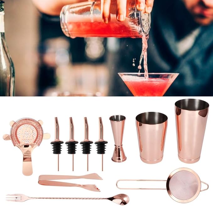 Set de Coctelera de Acero Inoxidable KJAOYU 11 Piezas - Rosa Dorado miniatura 6