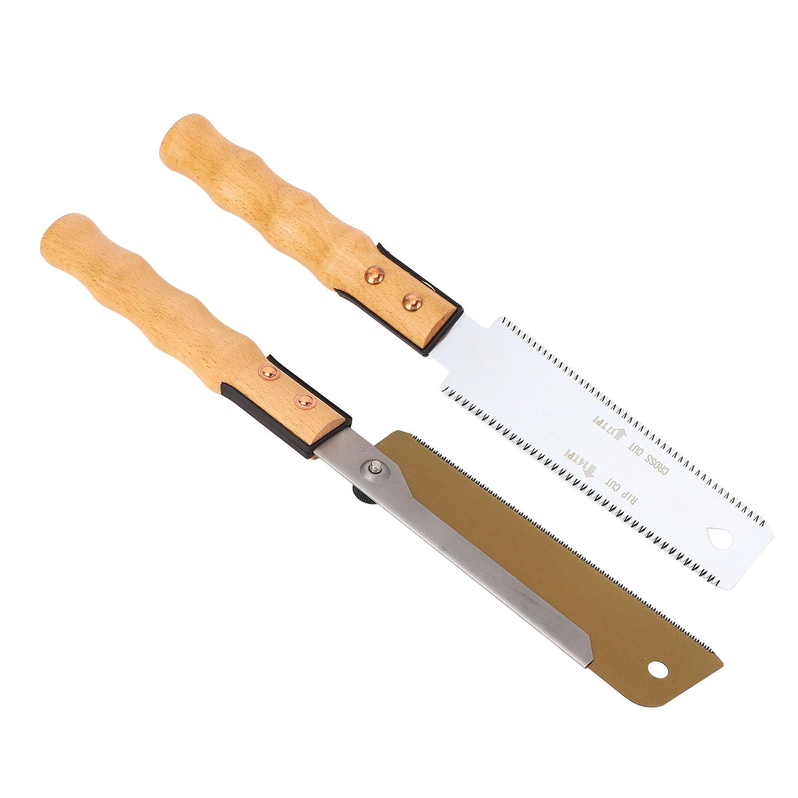 Ensemble d'outils à main – Scie arrière à pince dorée et scie à affleurement double face de 7 pouces pour le travail du bois – Lame en acier à haute teneur en carbone SK5 – HRC 60