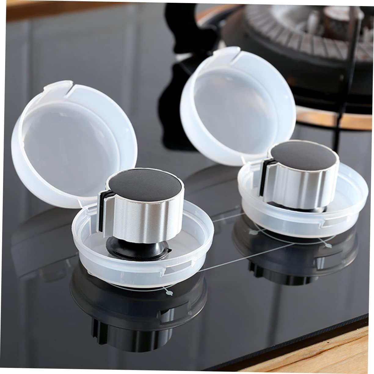 GARVALON Child-Proof Gas Stove Knob Covers 7 Pack Stove Safety Viewing Temperature Control
