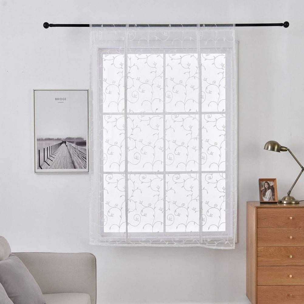 Tenda a Pacchetto in Voile con Passanti Tende in Tulle monocromatiche Trasparenti Tenda Romana in Stile Semplice per Cucina, Bagno e Balcone 1 Pezzo,Bianco,117 * 160 cm