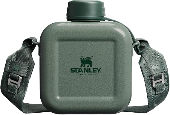 STANLEY Next x Nature Canteen 25 oz | Lightweight Stainless Steel Water Bottle with Adjustable Strap & Tethered Lid | BPA-Free | Hammertone Green