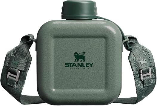 STANLEY Next x Nature Canteen 25 oz | Lightweight Stainless Steel Water Bottle with Adjustable Strap & Tethered Lid | BPA-Free | Hammertone Green