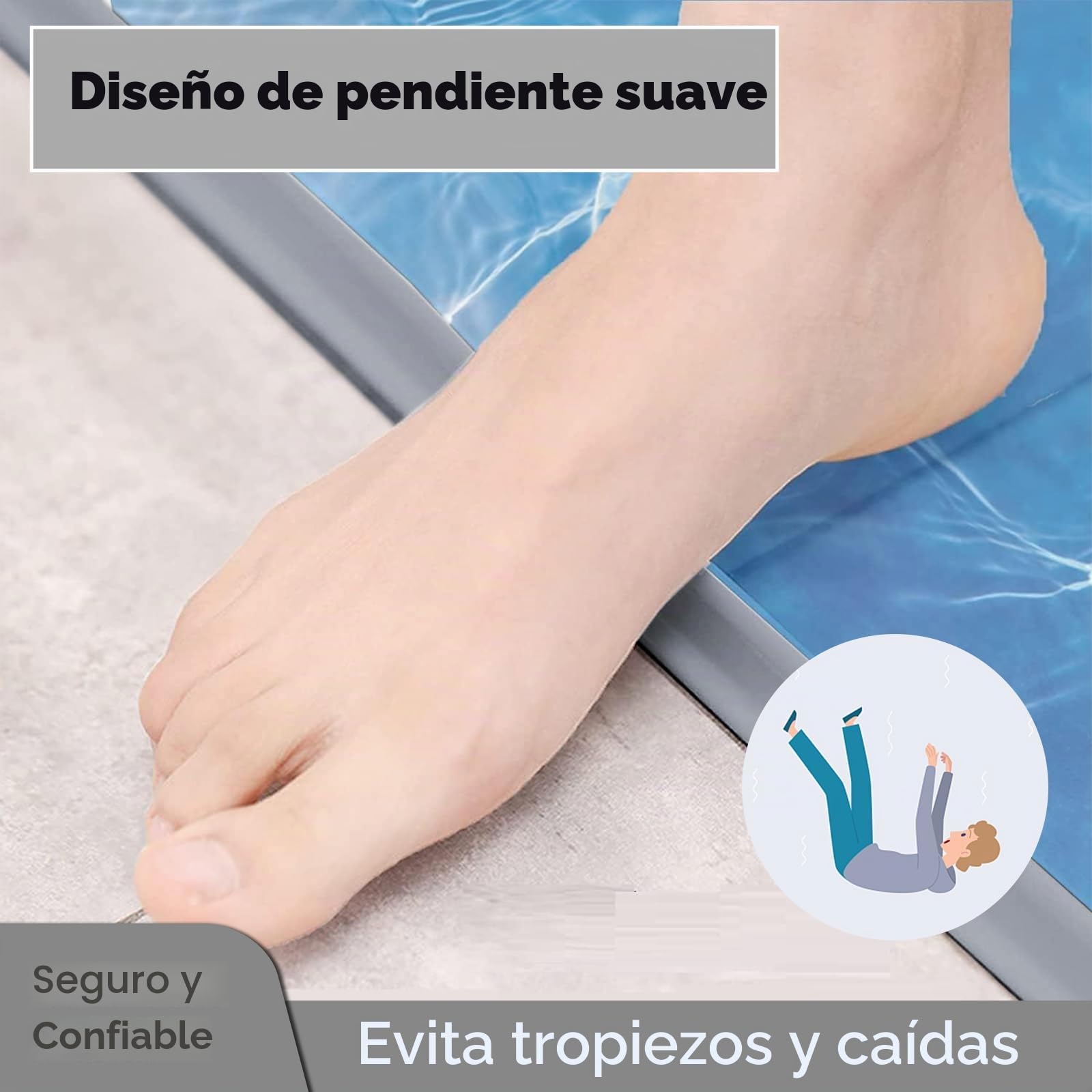 Barrera de Ducha y Sistema de Retención de Agua 200CM, Umbral Plegable de Silicona Impermeable Autoadhesiva para Baño y Cocina (Gris)