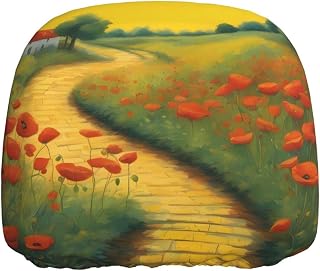 YYHWHJDE Funda para reposacabezas de coche con estampado de amapolas de ladrillos amarillos, de una pieza, suave y cómoda, accesorios elásticos fáciles de instalar