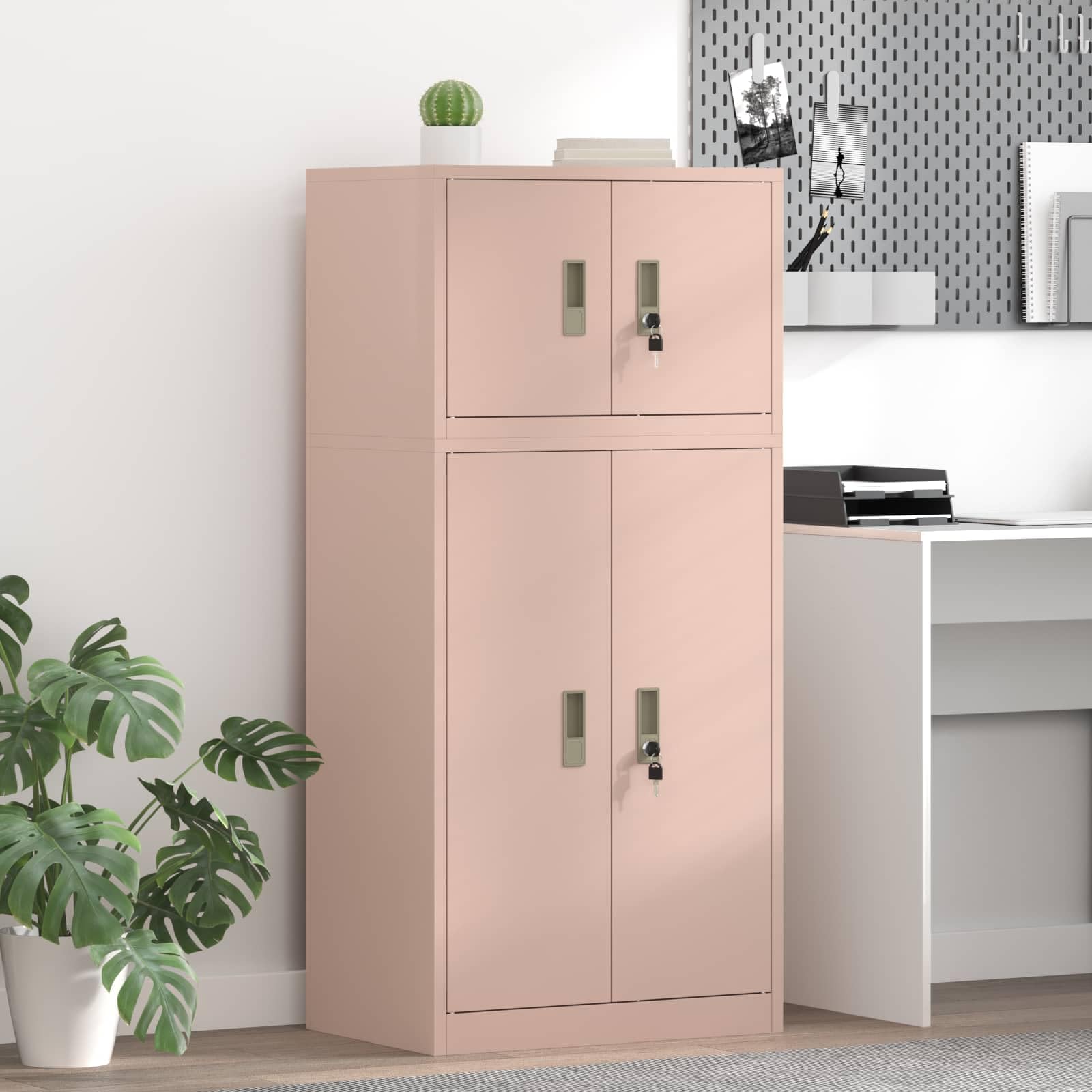Lot de 2 armoires de classement Rose 60 x 40 x 130 cm Acier